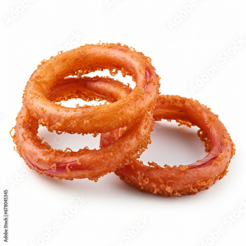 Red onion rings isolated on white background