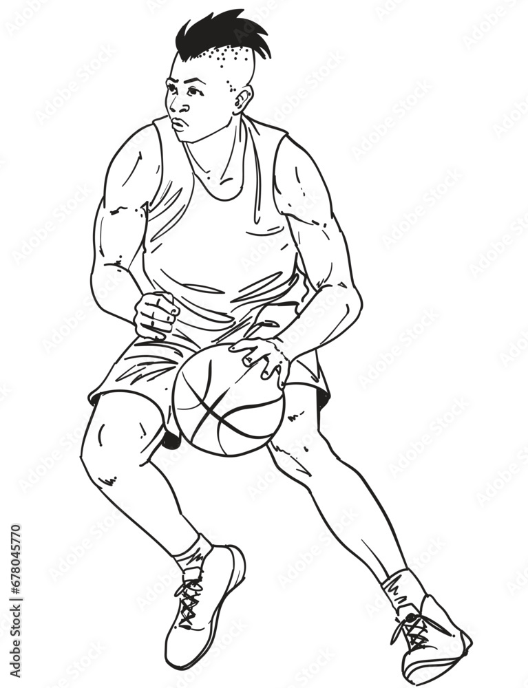 Fototapeta premium hand drawn Action Basketball vector illustration