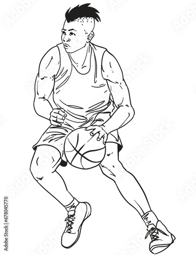 hand drawn Action Basketball vector illustration