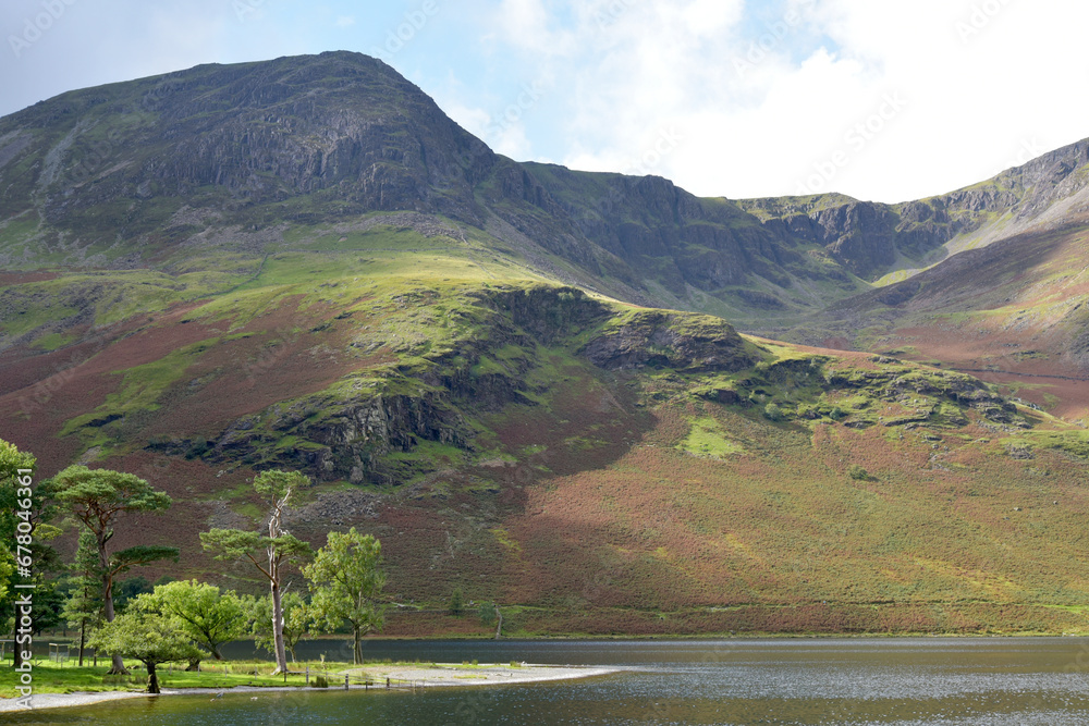 The mountain of High Stile above the lake shores of Buttermere in the Lake District
