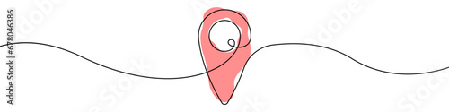 One line drawing Pin location vector. Geolocation single line vector linear icon. Point on map outline line design.Vector illustration.