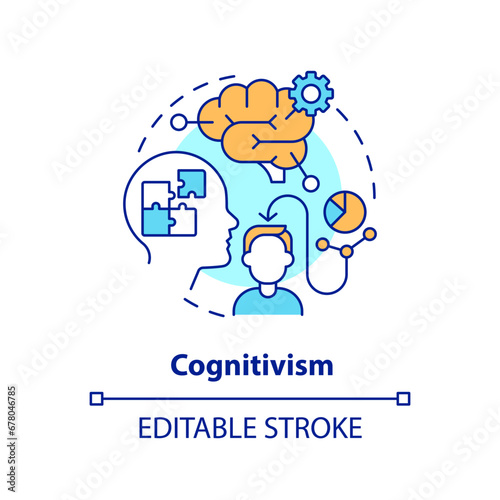 2D editable multicolor cognitivism icon, simple isolated vector, learning theories thin line illustration.