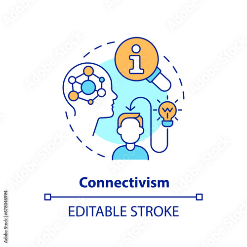 2D editable multicolor connectivism icon, simple isolated vector, learning theories thin line illustration.