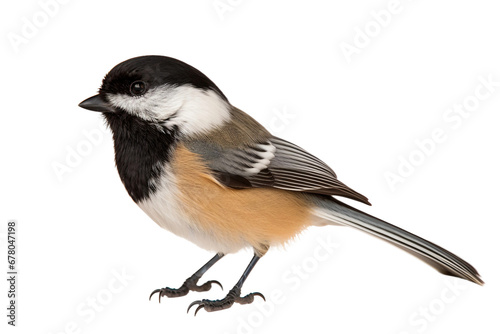 Adorable Black-capped Chickadee Close-up Isolated on Transparent Background photo
