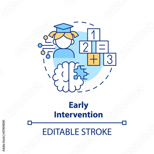 2D editable multicolor early intervention icon, simple isolated vector, learning theories thin line illustration.