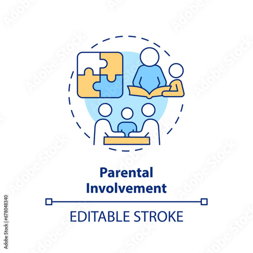 2D editable multicolor parental involvement icon, simple isolated vector, learning theories thin line illustration.