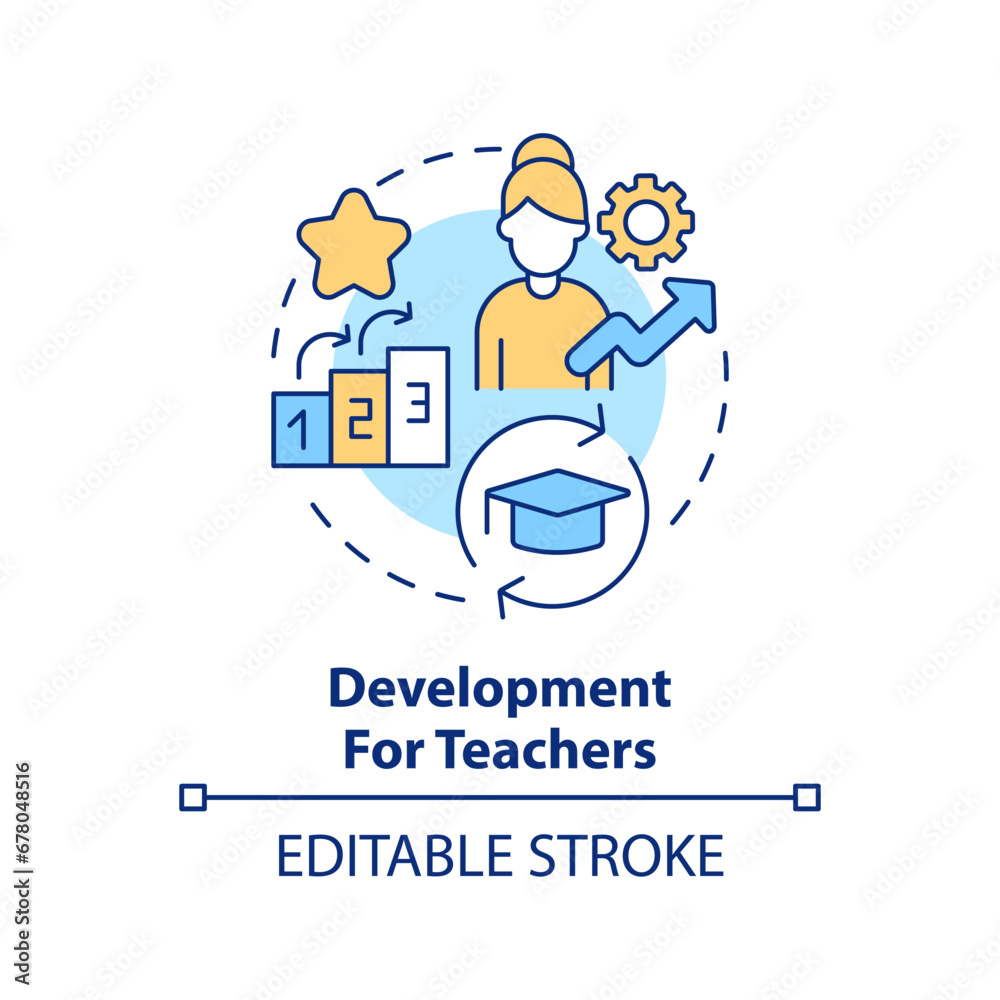 2D editable multicolor development for teachers icon, simple isolated vector, learning theories thin line illustration.