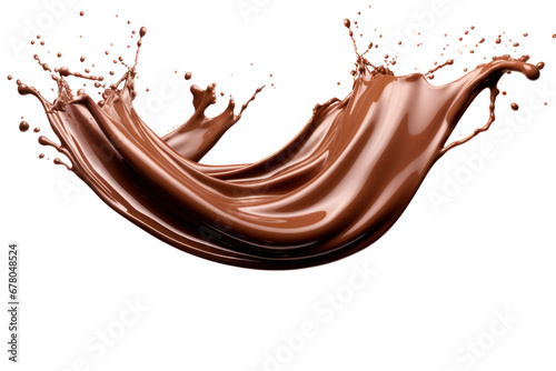 Chocolate splash isolated on transparent background.