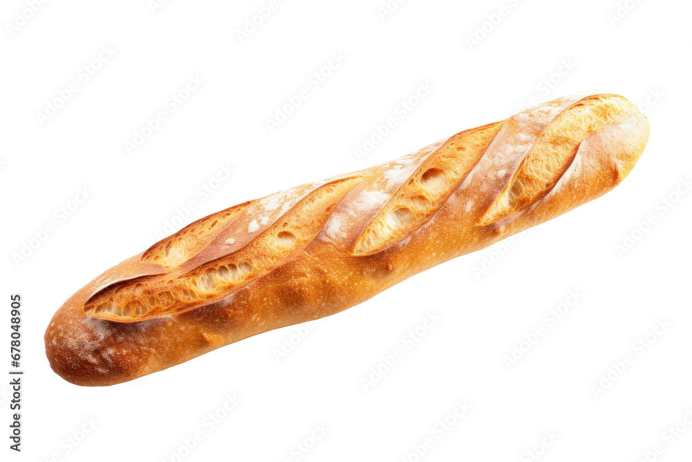 Freshly baked baguette - long French bread isolated on transparent background. Freshly baked baguette - long French bread isolated on transparent background.