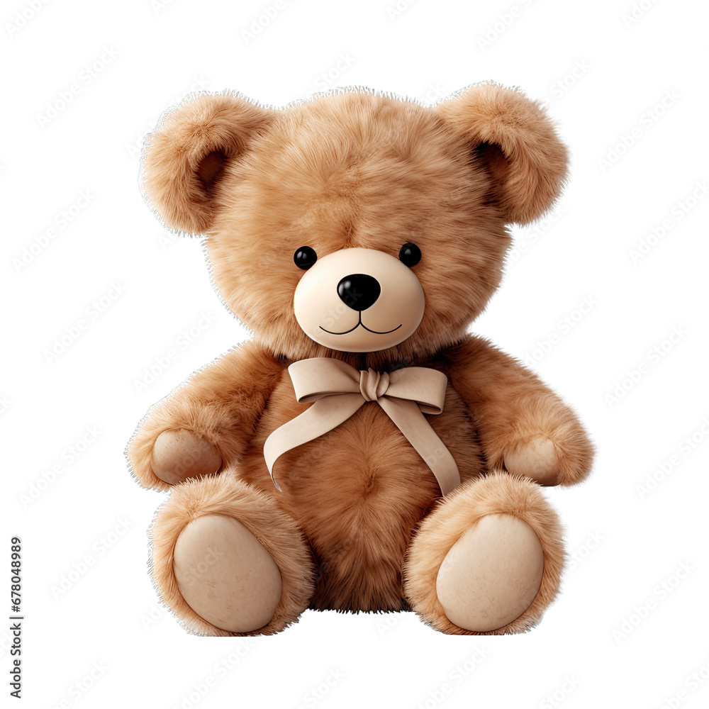 Cute Teddy Bear Isolated on Transparent or White Background, PNG - obrazy, fototapety, plakaty 