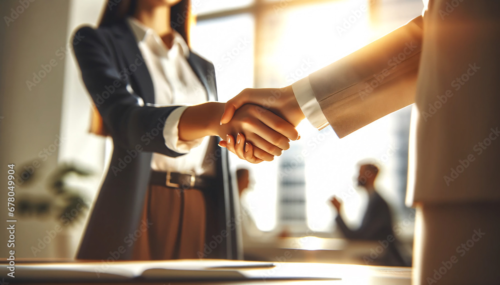 Successful Business Deal in Bright Office