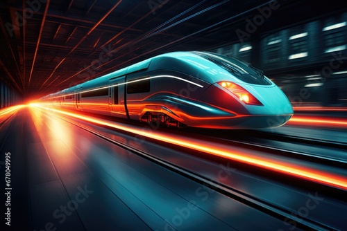 A futuristic bullet train with motion blur photo