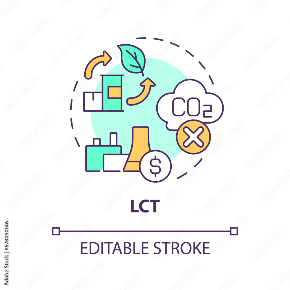 2D editable multicolor LCT icon, simple isolated vector, climate metrics thin line illustration.