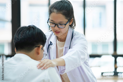 Kind doctor offering a loving gesture to a sick person during a health crisis.