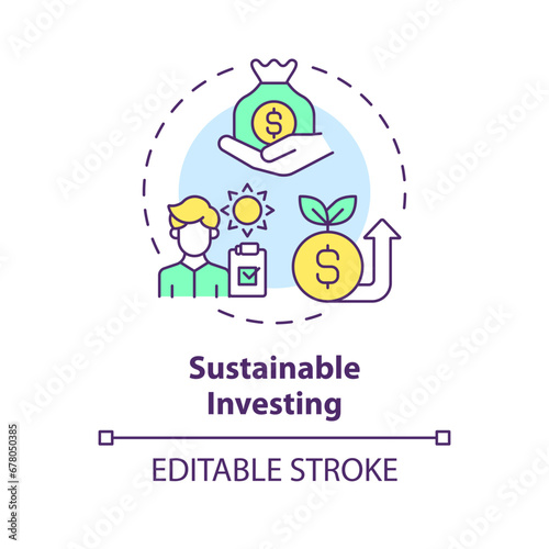 2D editable multicolor sustainable investing icon, simple isolated vector, climate metrics thin line illustration.