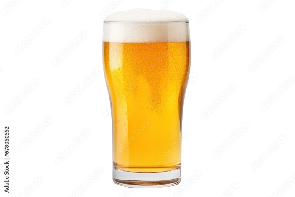 Glass of fresh and cold beer isolated on transparent background.