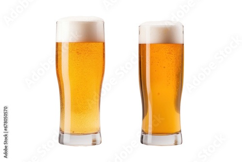 Glass of fresh and cold beer isolated on transparent background.