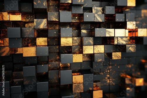 Glimmering Chaos. Intricate Code Patterns in Exquisite Black and Opulent Gold Design, background