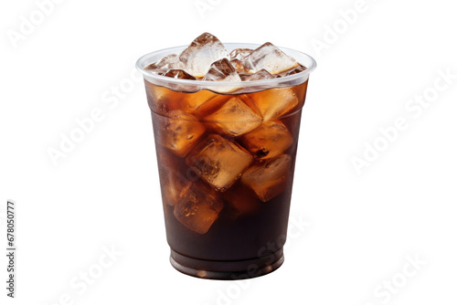 Iced black coffee cup isolated on transparent background.