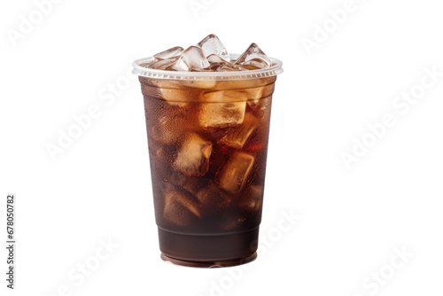 Iced black coffee cup isolated on transparent background.