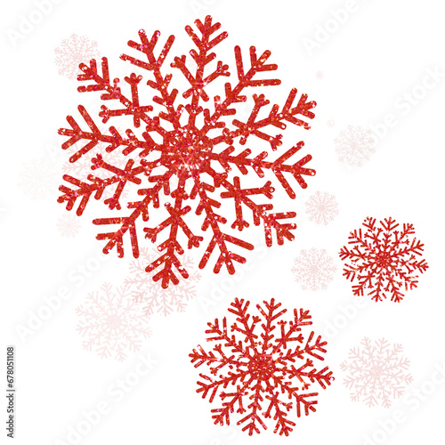 Red glitter snowflake . Snowflake icon. Design for decorating,background, wallpaper, illustration