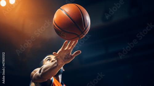 Basketball on hand of player © Noman