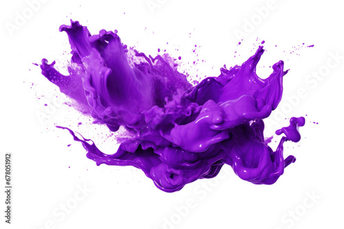 purple color paint splash isolated on transparent background. photo