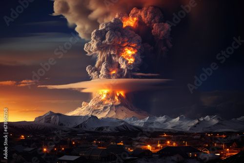 Iceland, town of Grindavik volcanic eruption