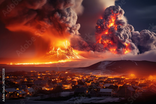 Iceland  town of Grindavik volcanic eruption