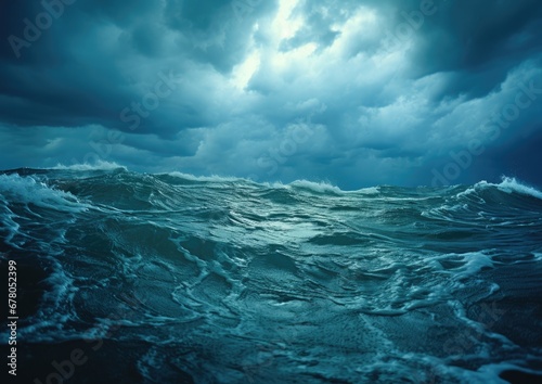 Mar embravecido con una tormenta en el cielo, photo