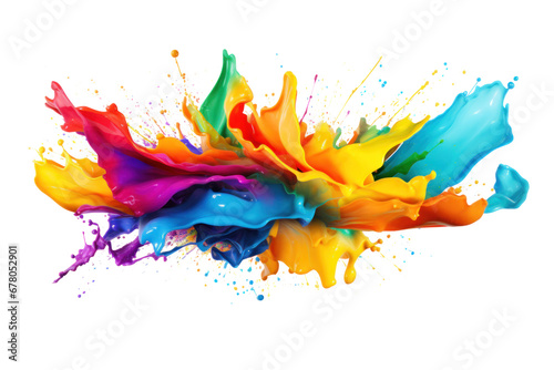 rainbow colors paint splash isolated on transparent background.