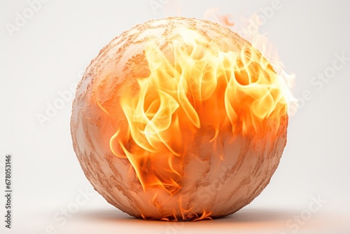 burning ball isolated on white