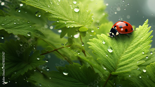 Beautiful Natural Background with Ladybugs