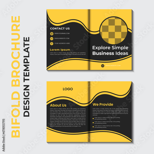 bi fold business brochure cover page design template.