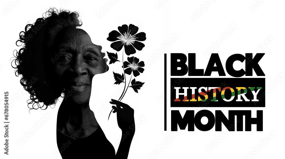 silhouette with Black people for black history month celebrate - obrazy, fototapety, plakaty 