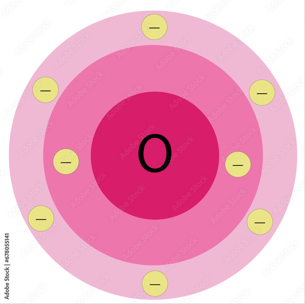 The atomic model of oxygen, isolated on a white background. The atomic model of oxygen, isolated on a white background.