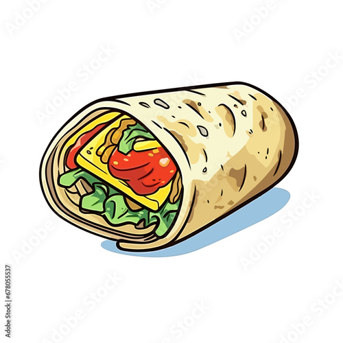 Burritos hand-drawn illustration. Mexican burrito wrap. Vector doodle style cartoon illustration