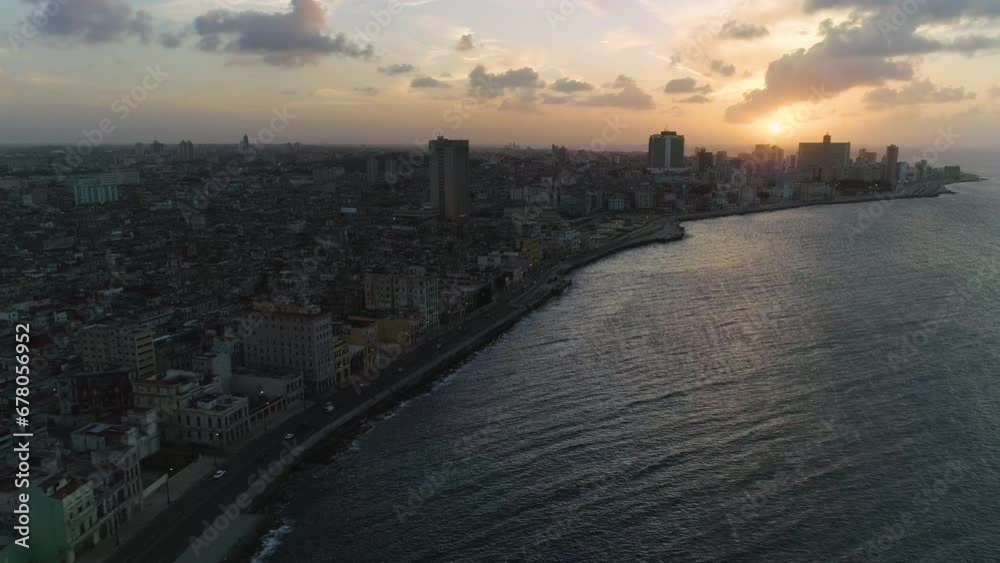 Aerial Views of Malecon Avenue in La Habana, Cuba Aerial Views of Malecon Avenue in La Habana, Cuba