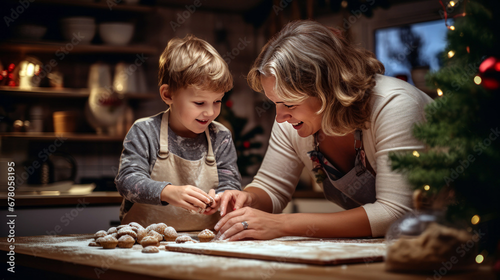 mother and child making cookies mother and child making cookies