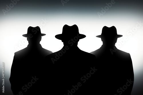 Men in fedora hats silhouette, Security, Privacy, Surveillance Concept photo