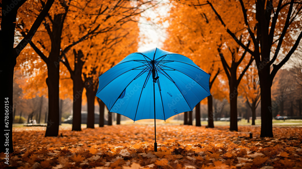 Blue umbrella flying