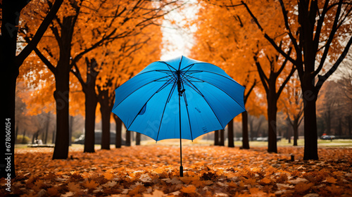 Blue umbrella flying