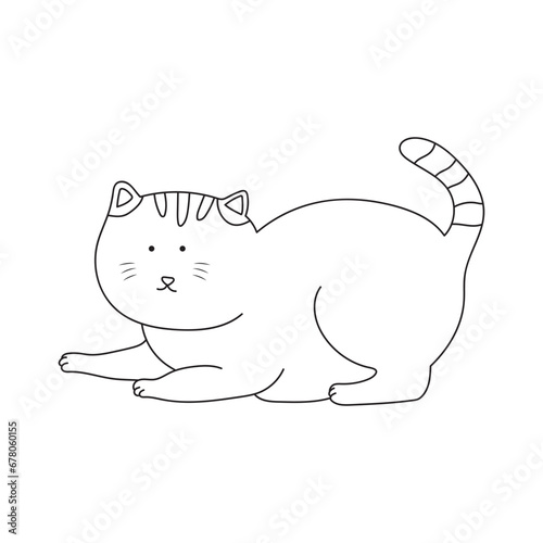 hand drawn kids drawing Vector illustration cat scratching floor icon in doodle style
