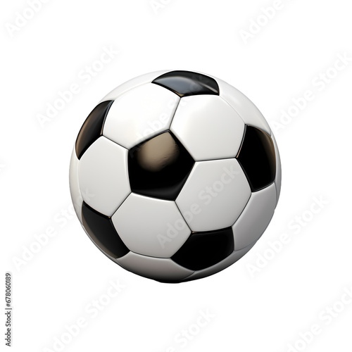 Black and white football on transparent background  white background  isolated  commercial photography