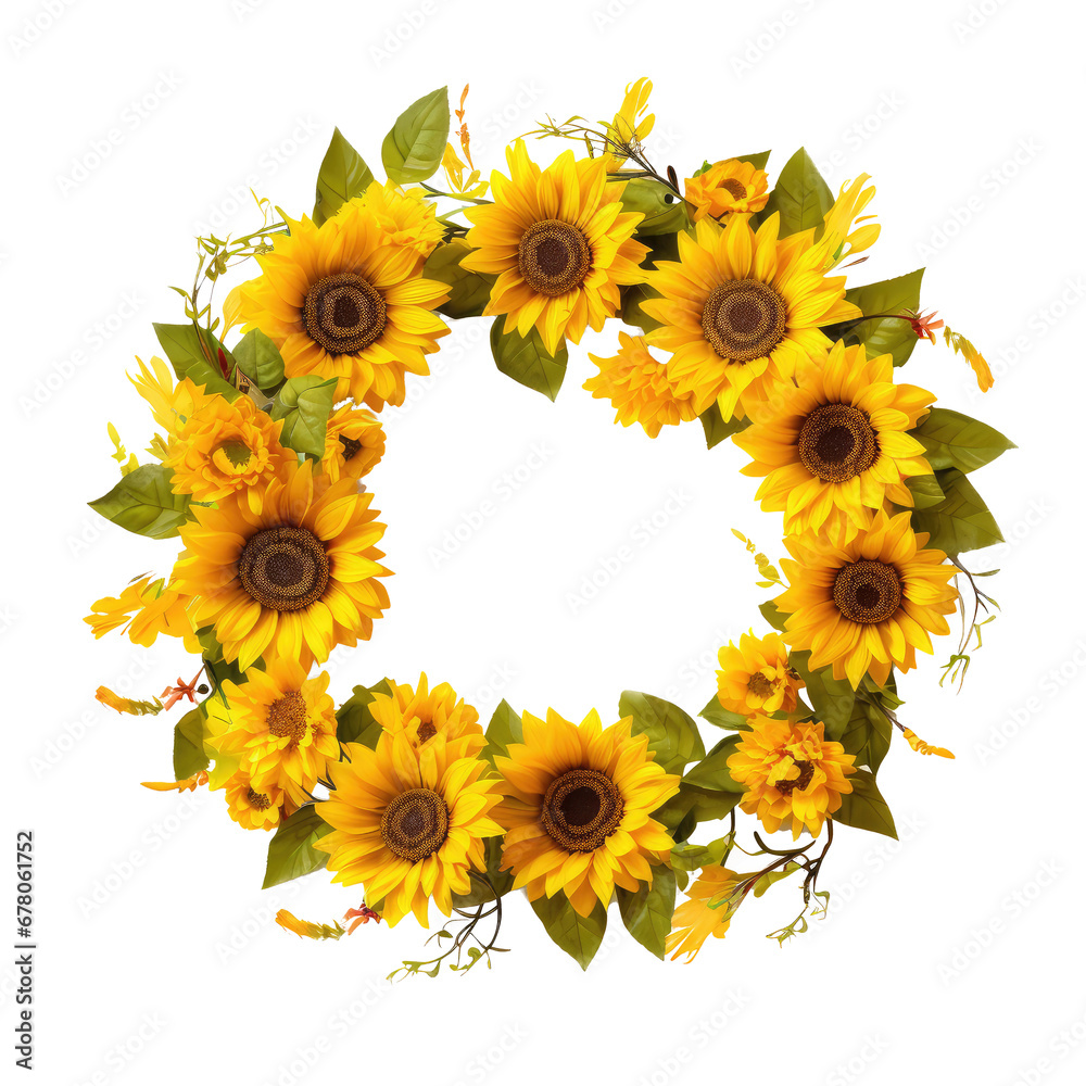 sunflower wreath isolated on white sunflower wreath isolated on white