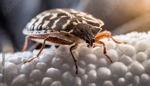  Generated imageBedbug Close up of Cimex hemipterus - bed bug on bed background , generated by AI photo