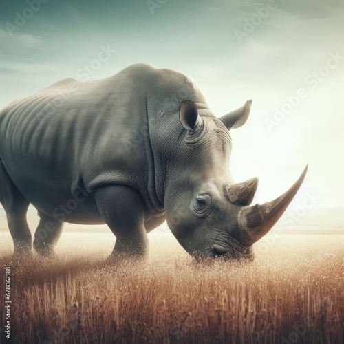 rhino in the wild animal background