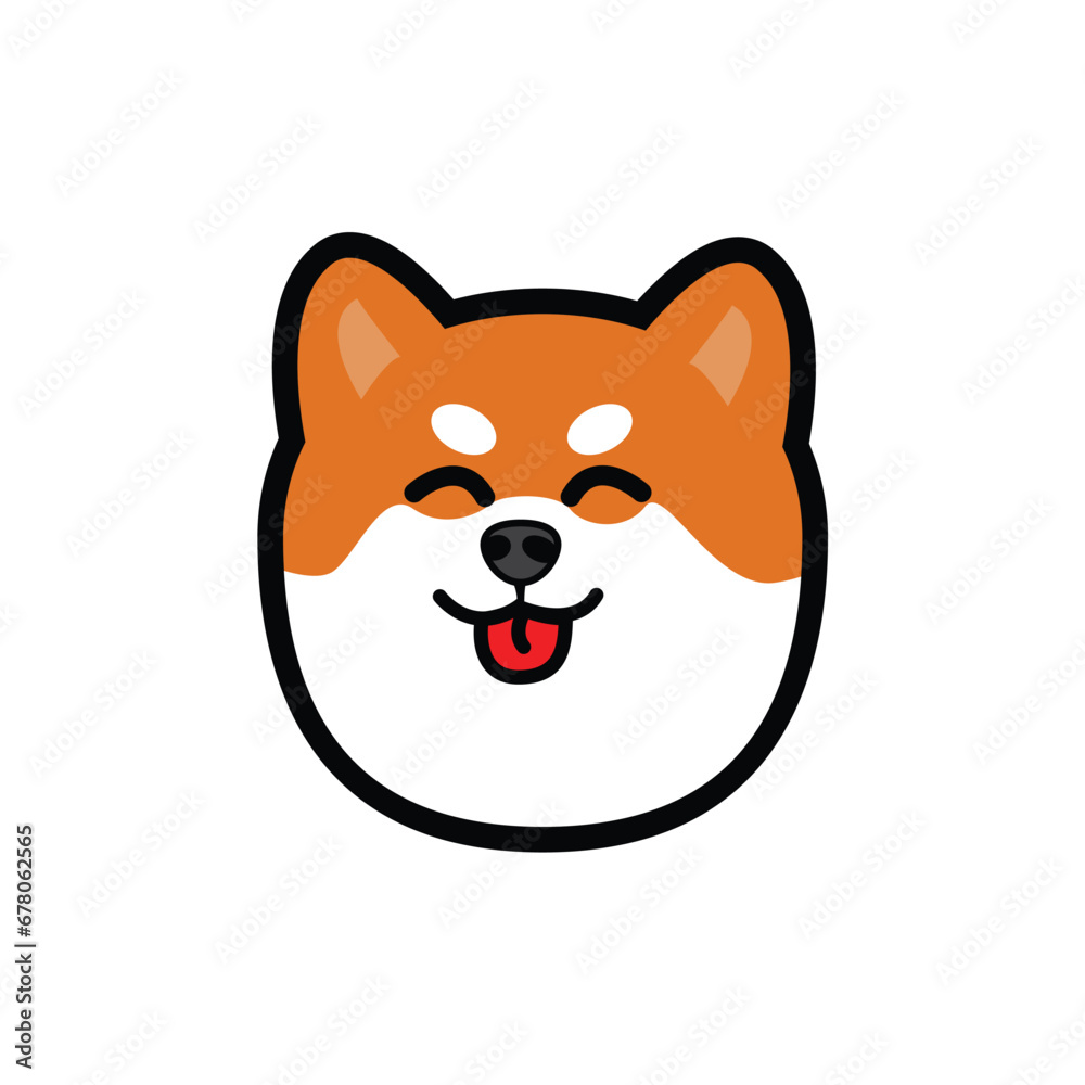 Fototapeta premium cute vector shiba dog head domestic
