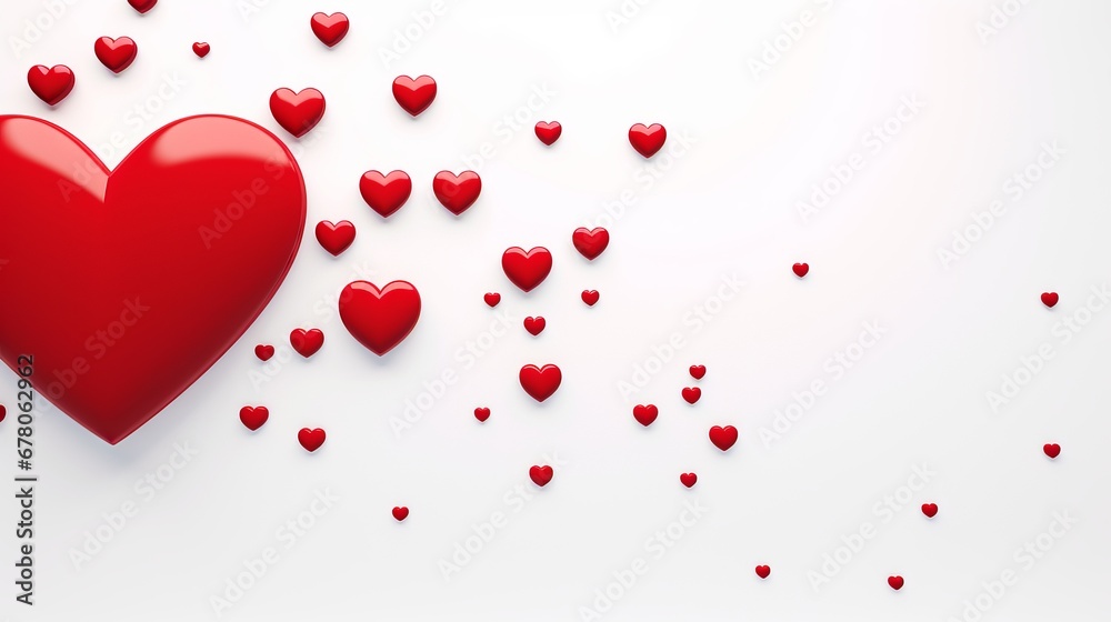 3D red hearts on a white background. Valentine's Day 3D red hearts on a white background. Valentine's Day