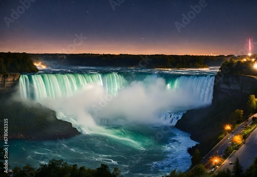 Celestial Cascades  Canada s Niagara Falls by Moonlight.